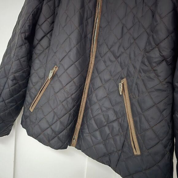 M. Miller Kristene Quilted Ulatrasuede Winter Jacket in Black Raccoon Fur Trim - Picture 5 of 16